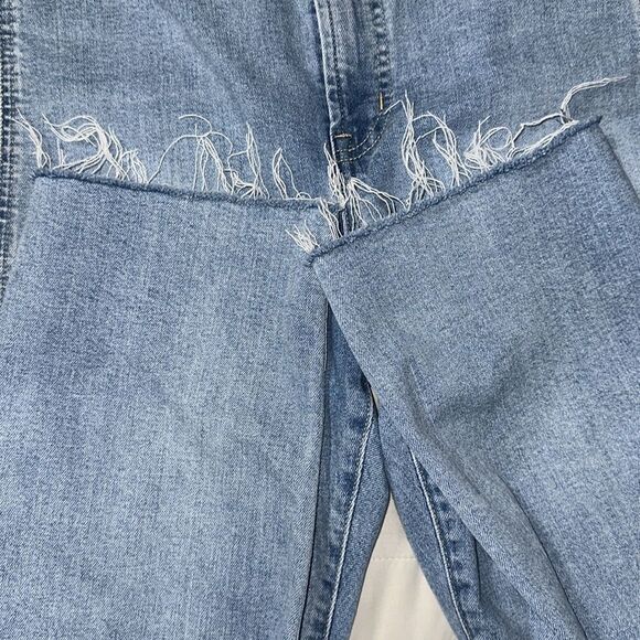 GAP 33/16 Blue Vintage Slim High Rise Light Wash Two Tone Stripe Raw Hem Jeans - Picture 15 of 16